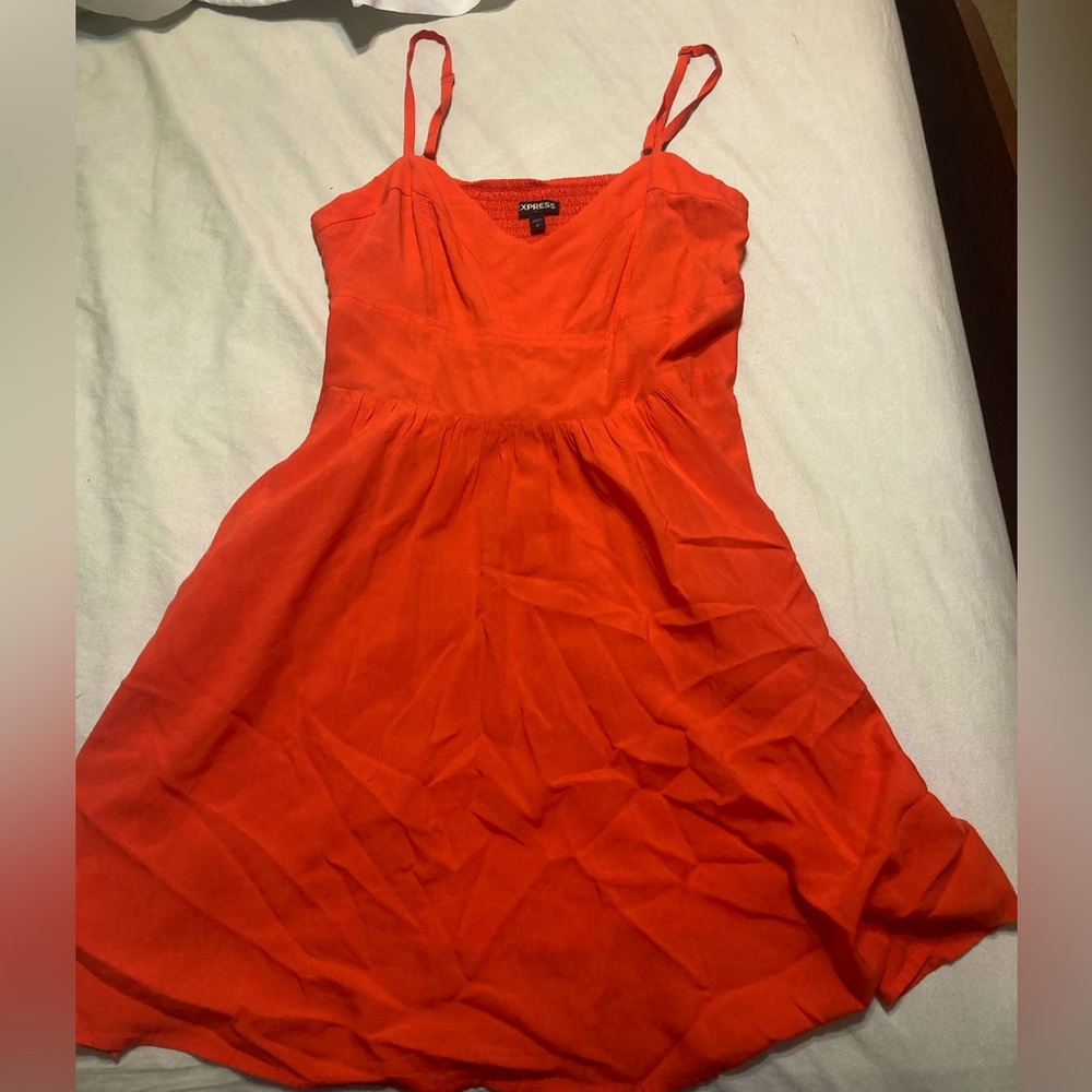 Express red orange spaghetti strap dress